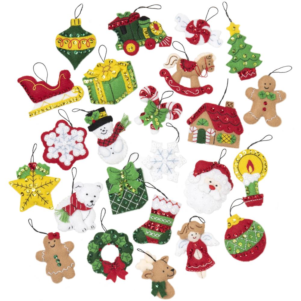 Felt Ornaments Christmas Minis Applique Kit Set